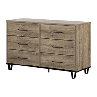 Arlen 6-Drawer Double Dresser in Weathered Oak by South Shore Furniture