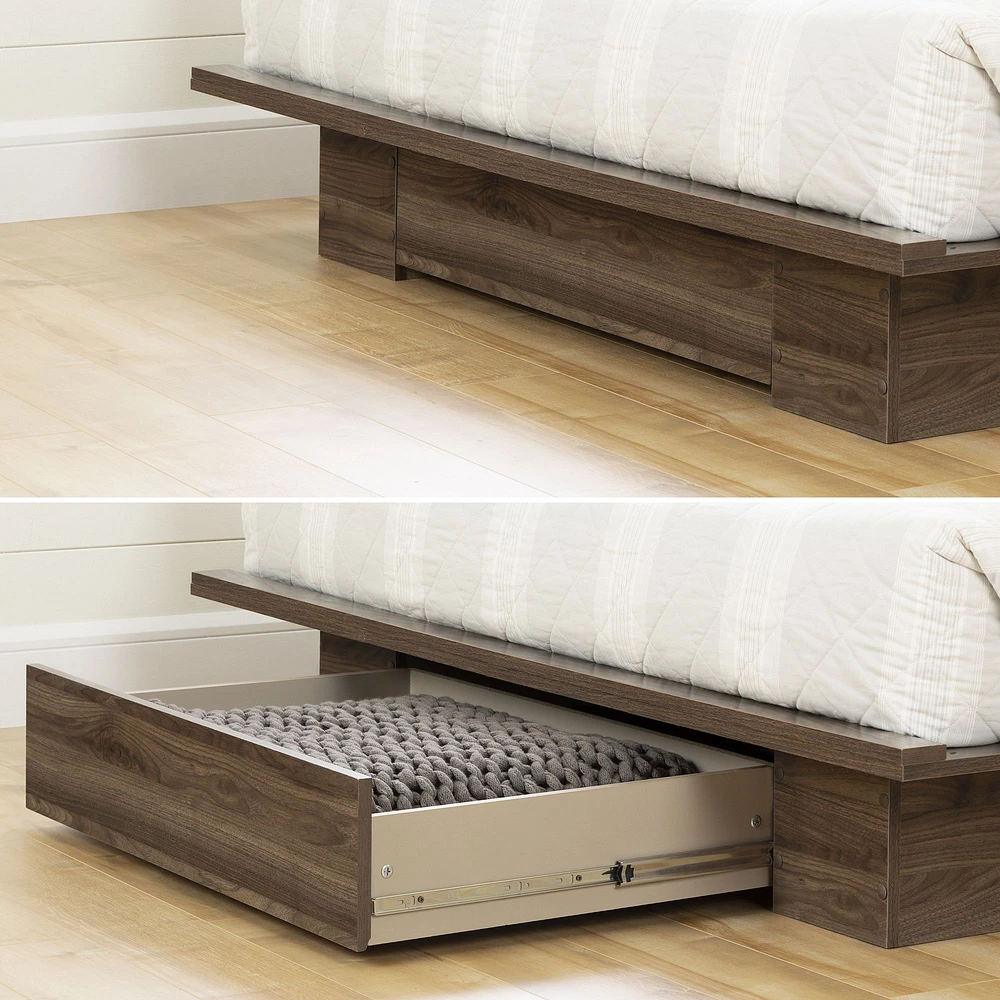 Tao Full/Queen Platform Bed with Storage Drawer Natural Walnut by South Shore Furniture