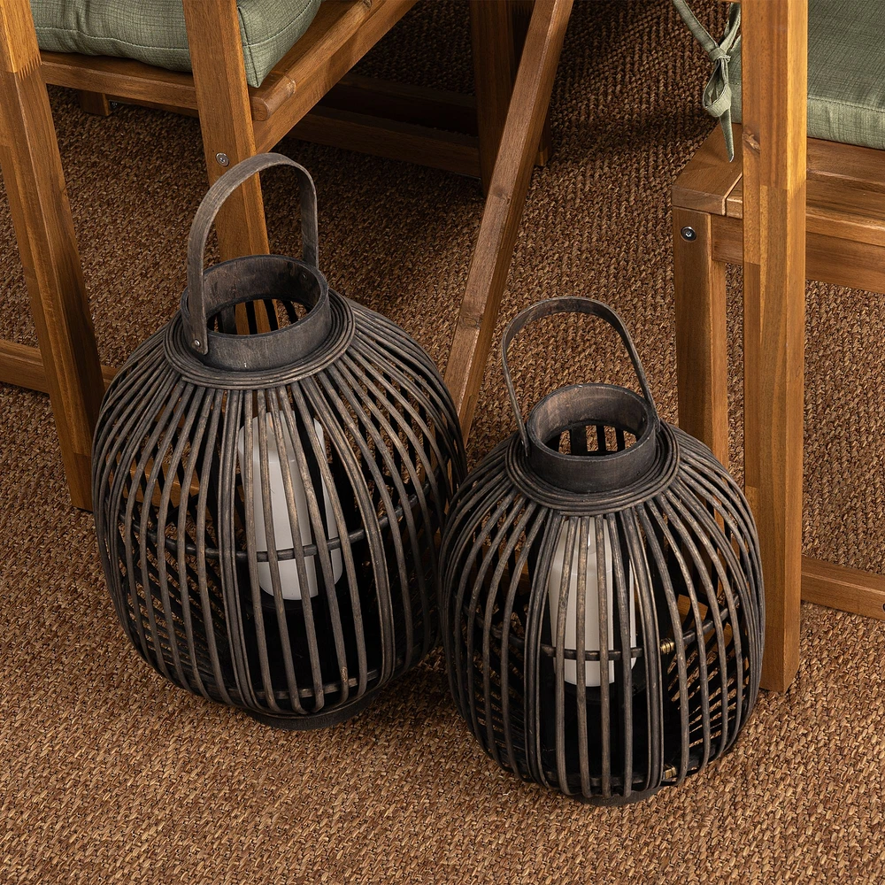 Brown Lantern with Stripe Look - 12.25"