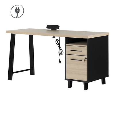 South Shore Furniture Kozack Computer Office Desk with Power Bar