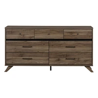 Flam 7-Drawer Double Dresser Storage Unit Natural Walnut and Matte Black by South Shore Furniture