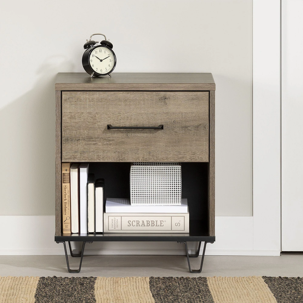 Arlen 1-Drawer Nightstand Weathered Oak by South Shore Furniture