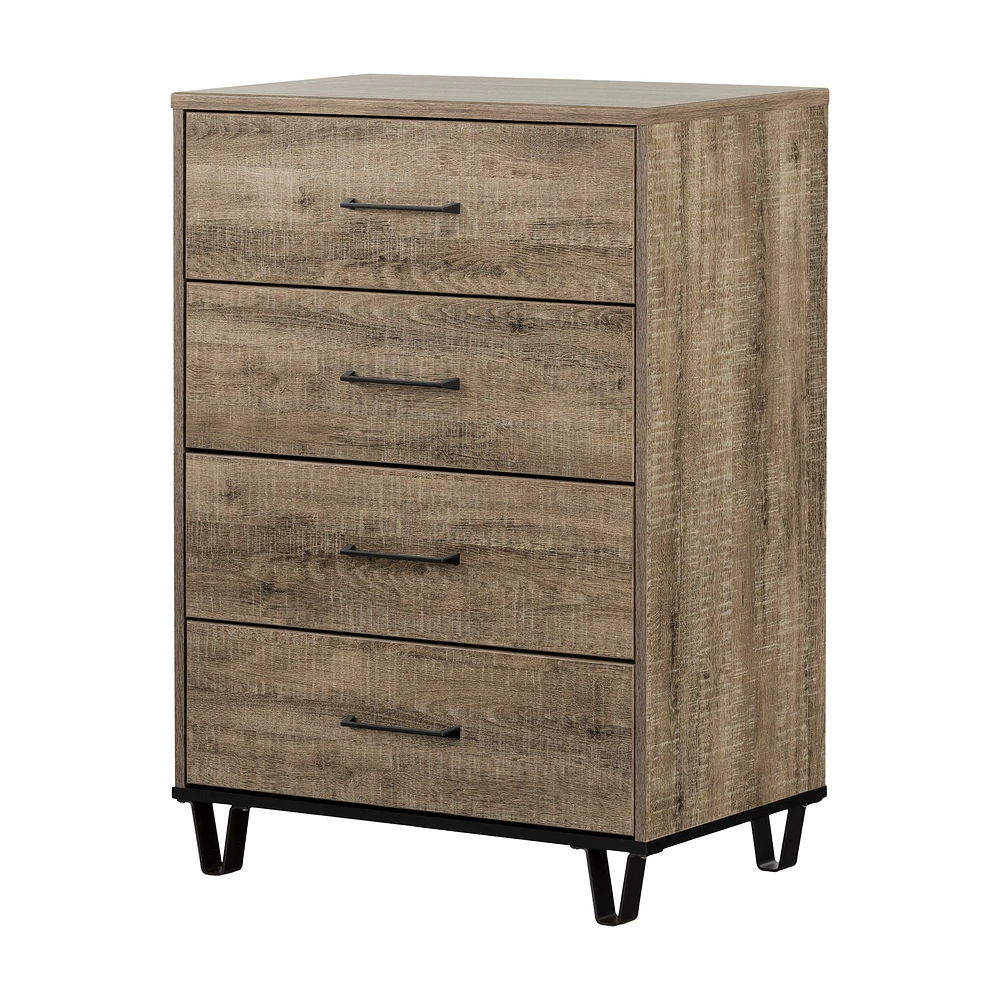 Arlen 4-Drawer Chest in Weathered Oak by South Shore Furniture