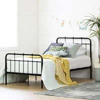 Cotton Candy Twin Metal Platform Bed with Headboard and Footboard by South Shore Furniture - Black