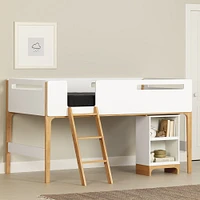 Bebble Twin Loft Bed with Desk White and Natural by South Shore Furniture