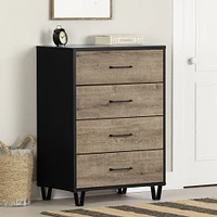 Arlen 4-Drawer Chest in Weathered Oak and Matte Black by South Shore Furniture