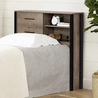 Munich Twin Bookcase Headboard in Weathered Oak and Matte Black by South Shore Furniture