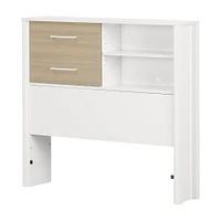 Munich Twin Bookcase Headboard in White and Soft Elm by South Shore Furniture