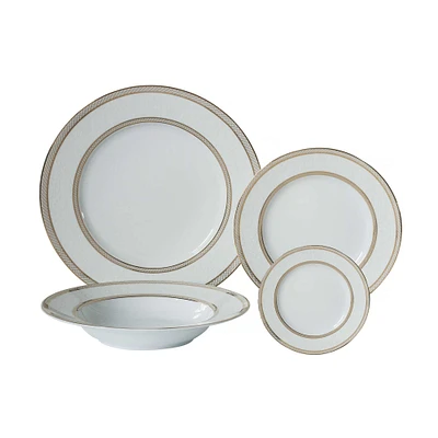 Majesty Gold 24-Piece Bone China Dinnerware Set by Brilliant