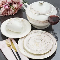 Rose 19-Piece Bone China Dinnerware Set by Brilliant