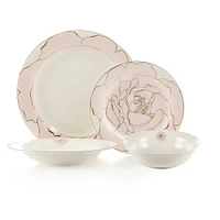 Rose 19-Piece Bone China Dinnerware Set by Brilliant