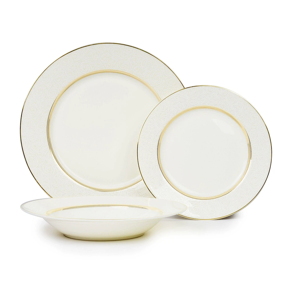 Rose 18-Piece Bone China Dinnerware Set by Brilliant