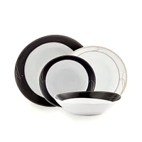 Black Swirl -Piece Bone China Dinnerware Set by Brilliant