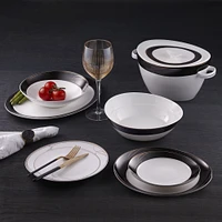 Black Swirl 22-Piece Bone China Dinnerware Set by Brilliant