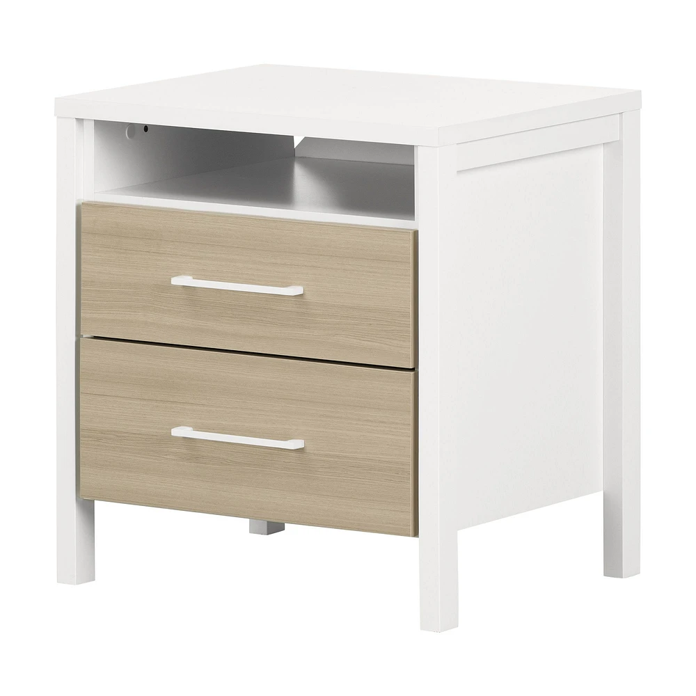 Table de chevet Munich blanc et orme par South Shore Furniture