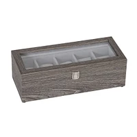 Mele and Co Nolan Woodgrain Watch Storage with Glass Lid - Grey