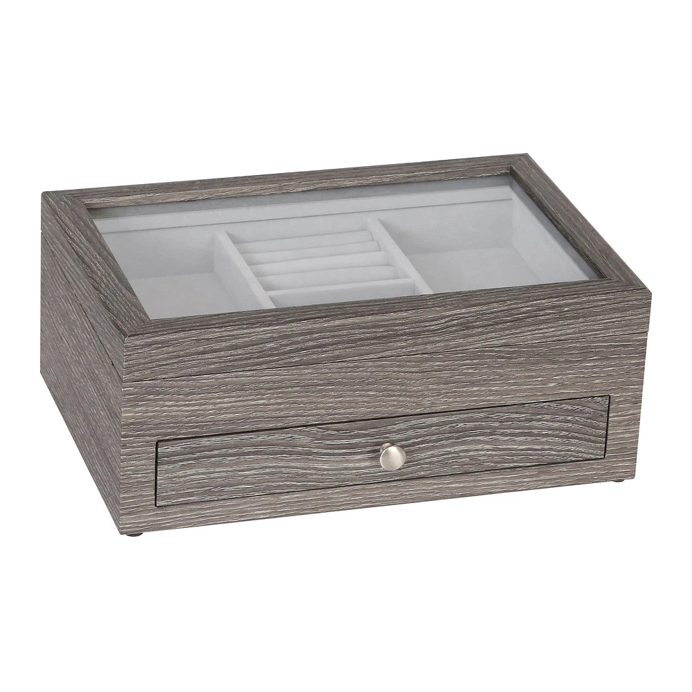 Mele and Co Ardene Woodgrain Veneer Jewellery Case - Grey