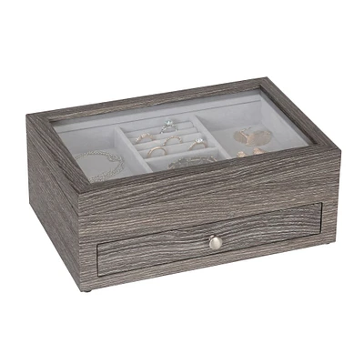 Mele and Co Ardene Woodgrain Veneer Jewellery Case - Grey