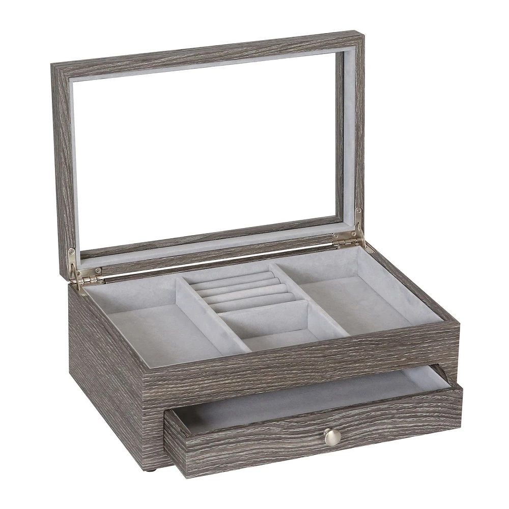 Mele and Co Ardene Woodgrain Veneer Jewellery Case - Grey