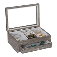 Mele and Co Ardene Woodgrain Veneer Jewellery Case - Grey