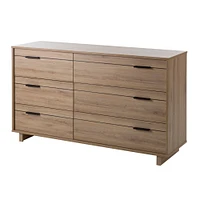 Commode double à 6 tiroirs Fynn en chêne rustique par South Shore Furniture