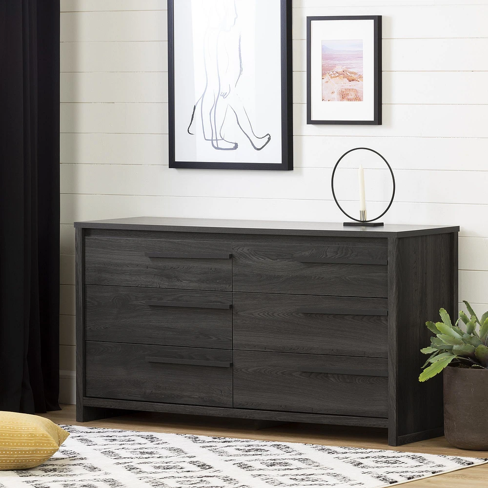 Tao 6-Drawer Double Dresser Grey Oak by South Shore Furniture