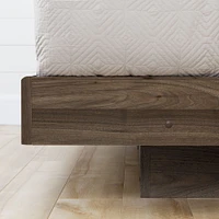 Flam Queen Platform Bed and Headboard in Natural Walnut and Matte Black by South Shore Furniture