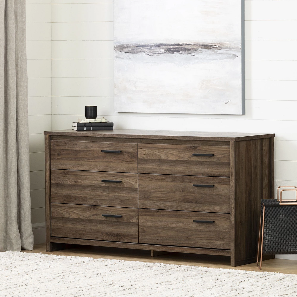 Tao 6-Drawer Double Dresser Natural Walnut by South Shore Furniture