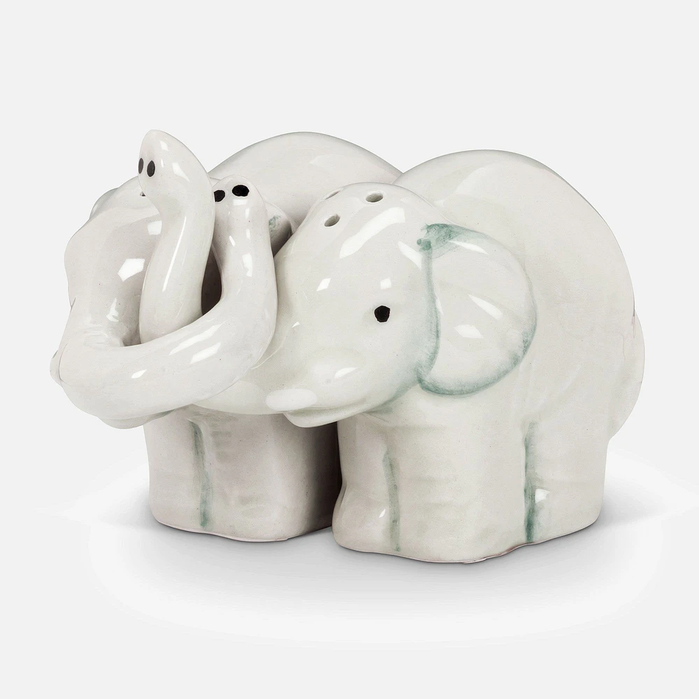 Ensemble de salière et poivrière « éléphants étreignants » 