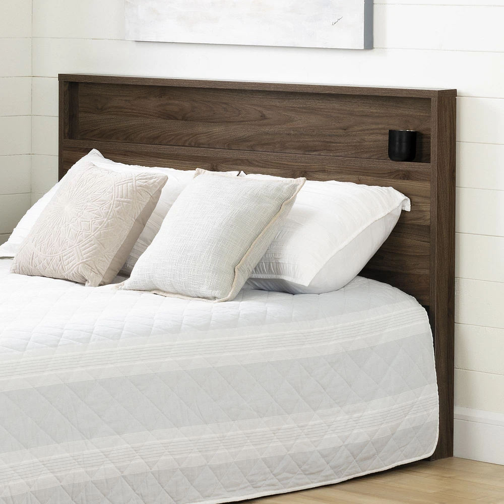 Tao Full/Queen Headboard with Open Storage Space Natural Walnut by South Shore Furniture