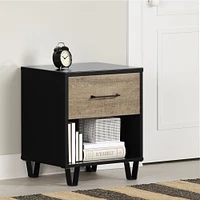 Arlen 1-Drawer Nightstand Weathered Oak and Matte Black by South Shore Furniture