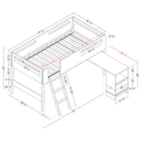 Bebble Twin Loft Bed with Desk White and Natural by South Shore Furniture