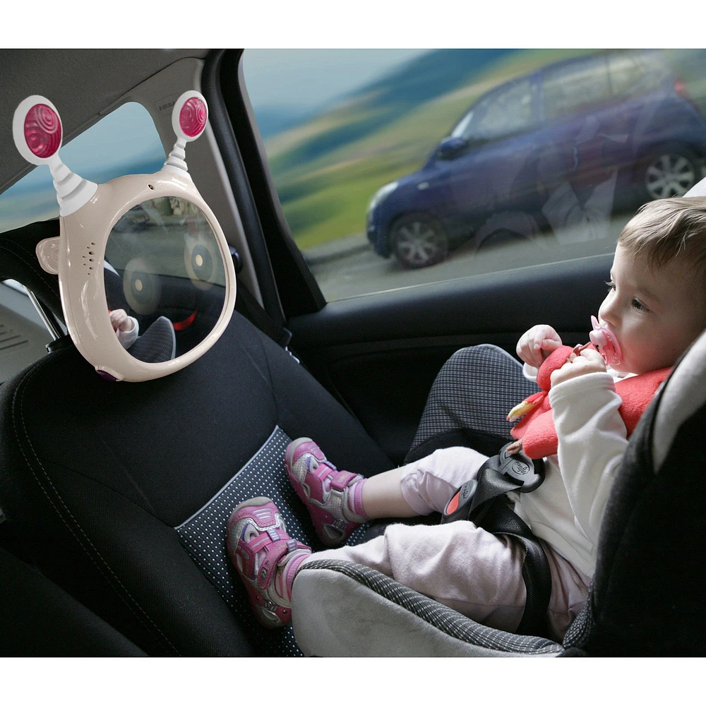 Interactive Car Mirror with Soothing Sounds & Light Effect-Beige