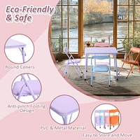 Kids Folding Table and Chairs Set, Set of 5 – Pastel