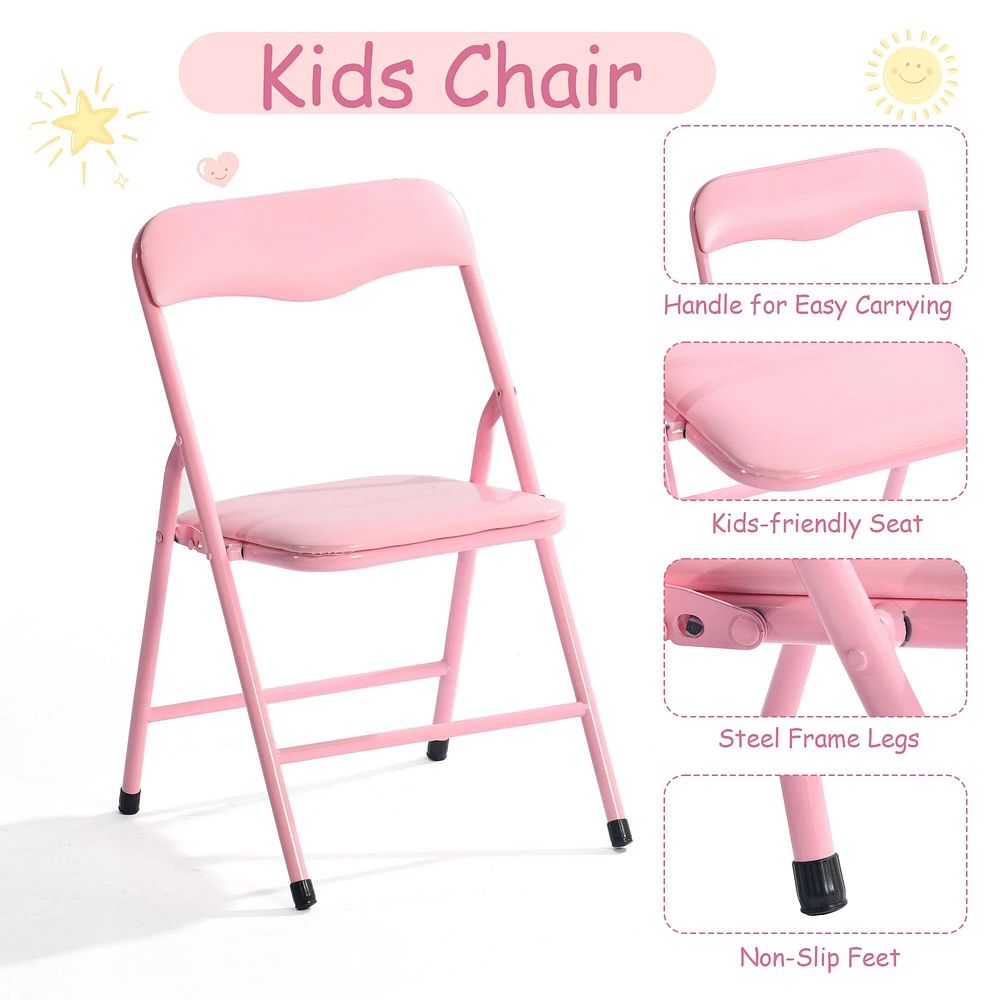 Kids Folding Table and Chairs Set, Set of 5 – Pastel