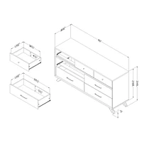 Flam 7-Drawer Double Dresser Storage Unit Natural Walnut and Matte Black by South Shore Furniture