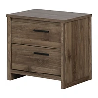 Tao 2-Drawer Nightstand in Natural Walnut by South Shore Furniture