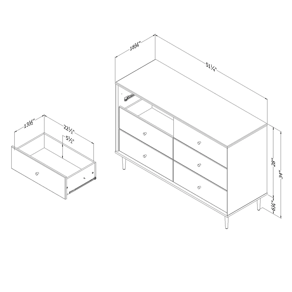 Commode double à 6 tiroirs Dylane par South Shore Furniture