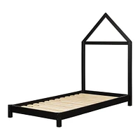 Sweedi Twin Solid Wood Bed with Headboard in Matte Black by South Shore Furniture