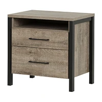 Munich 2-Drawer Nightstand - End Table with Storage Weathered Oak and Matte Black by South Shore Furniture