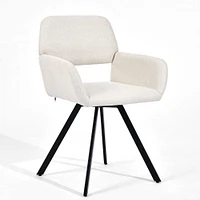 Dining Set with Beige Swivel Chairs, Set of 7 - Dark Brown