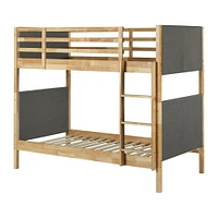 South Shore Furniture Bebble Twin Upholstered Bunk Bed - Natural and Gray