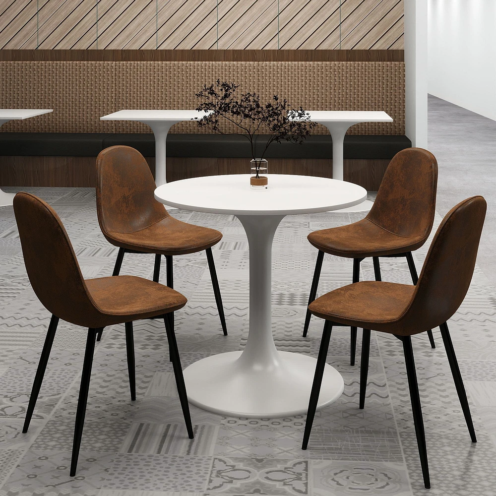 Ensemble de salle à manger rond avec chaises en suédine, ensemble de 5