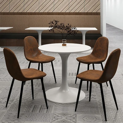 Ensemble de salle à manger rond avec chaises en suédine, ensemble de 5