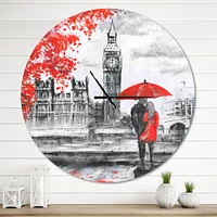 Couples Walking Paris Metal Wall Clock