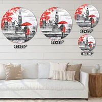 Couples Walking Paris Metal Wall Clock