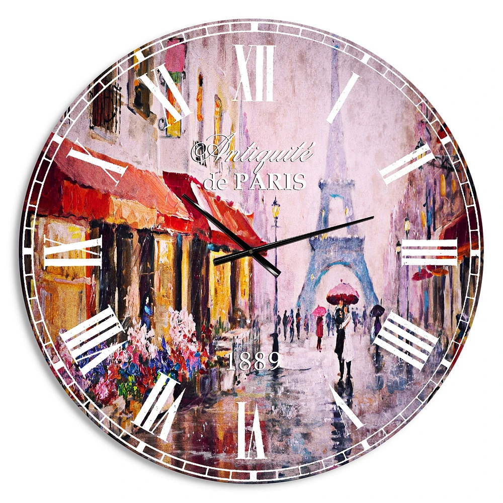 Lovers Paris Eiffel Tower Wall Clock