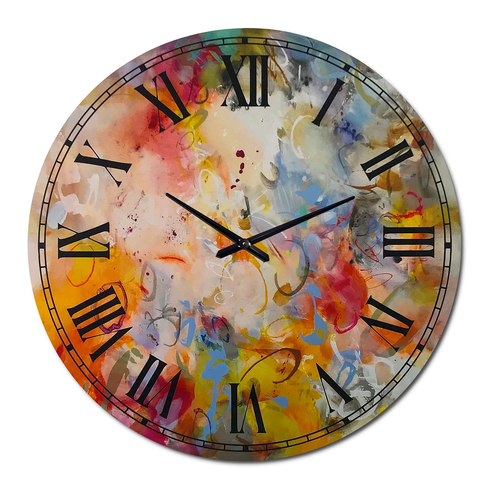 Blue And Yellow Color Whirls Wall Clock