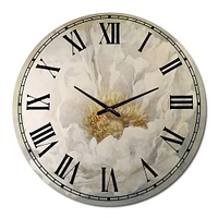 White Serene Peony Oversized Wall Clock