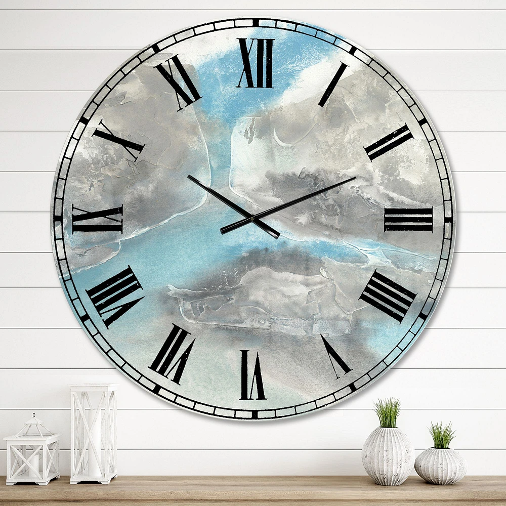 Watercolor Minimal Blue Tones Wall Clock